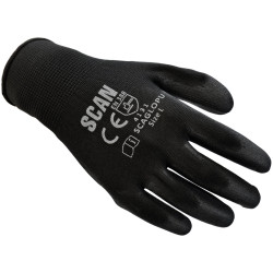Scan SCAGLOPUE200 Black PU Coated Gloves - L (Size 9) (200 Pairs)