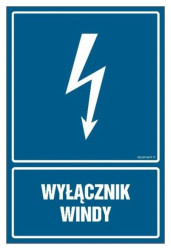 ZNAK - HG037 Wyłącznik windy 70 x 105 cm FN - Folia samoprzylepna