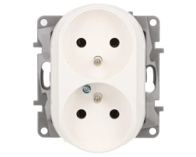 NILOE Gniazdo podwójne z/u 16A bez przesłon, zaciski śrubowe, białe 764562