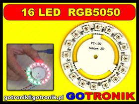 Moduł z 16 diodami LED RGB WS2811 okrągły