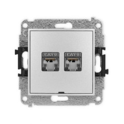 ICON Mechanizm gniazda komputerowego podwójnego 2xRJ45, kat. 6, ekranowane, 8-styk, bez pola opisowego srebrny metalik 7IGKBO-6