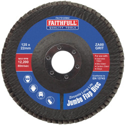 Faithfull FAIFD12580Z Zirconia Abrasive Jumbo Flap Disc ZA80 125mm