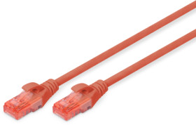 Patch cable, RJ45 plug, straight to RJ45 plug, straight, Cat 6, U/UTP, PVC, 0.5 m, red, DK-1612-005/R
