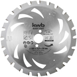kwb 584738 Carbide Saw Blade 165x20mm 24 teeth cuts Wood &amp; Metal.