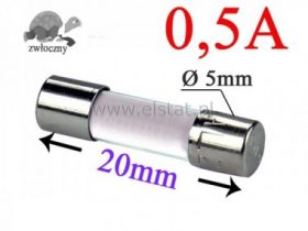 0,5A bezpiecznik ceramik; zwłoczny; 5x20mm