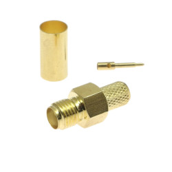 Wtyk SMA-RP H155 żeński zaciskany pozłacany