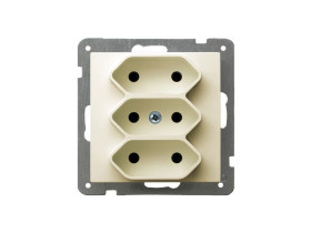 AS Gniazdo potrójne bez uziemienia ecru GP-3G/m/27 OSPEL