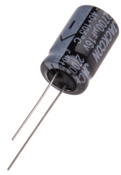 Kondensator 2700μF 16V dc Radialny, Otwór przelotowy RS PRO roztaw: 5mm 13 (Dia.) x 21mm