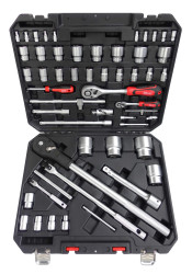 Zestaw nasadek rozmiar napędu 1/4, 1/2, 3/4in elementy: 54 RS PRO typ napędu Kwadratowy gniazdo 1/2 in, 1/4 in, 1 in,