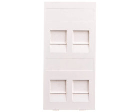 Simon Connect Płytka CIMA gniazda teleinformatycznego poczwórnego 4xRJ płaska z przesłoną czysta biel S76c/9