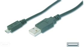 USB 2.0 adapter cable, USB plug type A to micro USB plug type B, 1 m, black, AK-300127-010-S