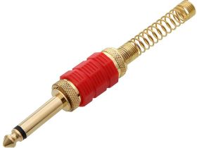 Wtyk jack 6.3mm mono duży czerwony złoty