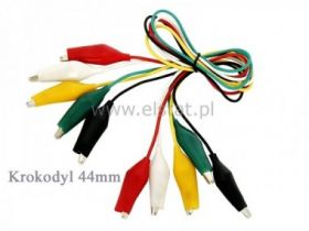 Krokodylek 44mm x2 + kabel 50cm ( R, G, W, B, Y )