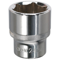 Sealey SP1224 Walldrive&#xAE; Socket 24mm 1/2&quot;sq Drive Fully Polished