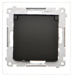 KONTAKT-SIMON 54 Gniazdo pojedyncze 2P+Z IP44 z uszczelką czarny mat z klapką czarny mat