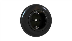 Premiumlux Retroline Gniazdo Schuko Z Ramką Czarne