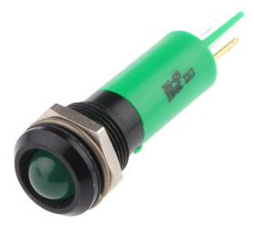 Lampka kontrolna do montażu panelowego 230V ac, zielona 12mm LED Czarny RS PRO