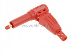 Wtyk bananowy 4mm 25.504.1 czerwony kątowy