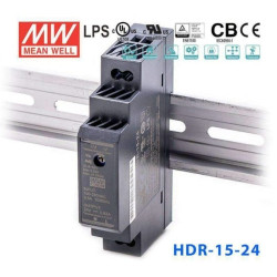 Zasilacz impulsowy Meanwell 230VAC/24VDC 15W DIN HDR-15-24, 1-2MKJXS