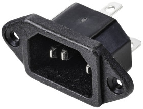 TRU COMPONENTS TC-10088412 Złącze męskie IEC C14 złącze męskie z kołnierzem Łączna ilość styków: 3 10 A czarny 1 szt.