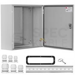 Obudowa hermetyczna rozdzielnica metalowa z płytą montażową 500x500x200 IP65 natynkowa szara NEKU