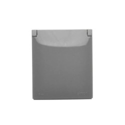 Simon Aquaclick Gniazdo natynkowe, pojedyncze z uziemieniem, klapka w kolorze pokrywy, IP44, szybkozłącza ciemnoszary ACGZ1C/18