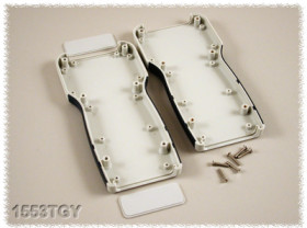 ABS handheld enclosure, (L x W x H) 210 x 100 x 32 mm, light gray (RAL 7035), IP54, 1553TGY