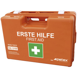 Petex 43924035 First Aid Case Orange DIN 13169 Moisture-Proof Compact