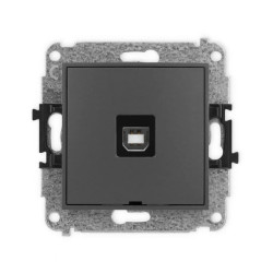 ICON Mechanizm gniazda pojedynczego USB A-B 2.0, bez pola opisowego grafitowy mat 28IGUSBBO-3