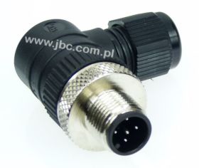 RSCW 5/7, M12, 5 styków, złącze męskie (wtyk) kątowe, dławik SW15 (3-6.5mm), nakrętka metalowa, LUMBERG, 11605, RSCW57, ZM12M5