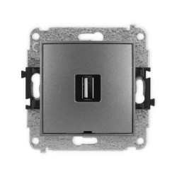 ICON Mechanizm gniazda pojedynczego USB A-A 2.0, bez pola opisowego grafitowy 11IGUSBBO-1