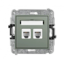 MINI Mechanizm gniazda telefonicznego podwójnego 2xRJ11, 4-stykowy, beznarzędziowe szałwiowy 61MGT-2