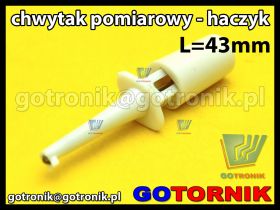 Chwytak pomiarowy haczyk L=43mm biały
