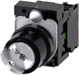 Siemens 3SU11004BF111BA0 3SU1100-4BF11-1BA0 Przełącznik kluczykowy pierścień przedni z tworzywa sztucznego czarny, szary