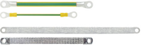 Ground strap, assembled, copper, 4.0 mm², (L) 170 mm, hole Ø M6, 4571120