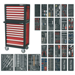 Sealey APTTC02 Topchest &amp; Rollcab Combi 14 Drawer - BB Runners &amp; 1233pc Toolkit