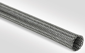 Metal braided sleeve, inner Ø 14 mm, range 12-18 mm, black/silver, halogen free, -40 to 150 °C, 173-01400