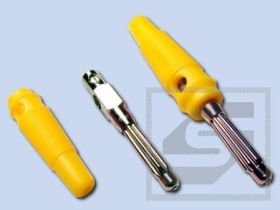 Wtyczka bananowa A-2018D-żółta 4mm;25.413.3;nikolowana;32A/60V