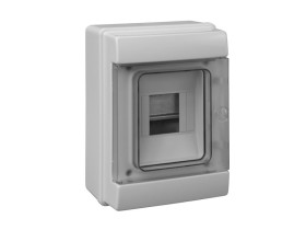 Rozdzielnica hermetyczna natynkowa 4 modułowa 1x4M drzwi transparentne N+PE IP65 C.14504 PAWBOL