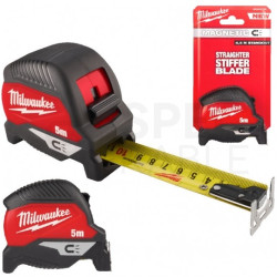 Miara zwijana metrówka 5m / 30mm MAGNETIC nylon czarno-czerwona MILWAUKEE