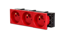 Gniazdo Zasilające Potrójne Czerwone Z Kluczem 45X135