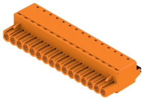Socket header, 16 pole, pitch 5 mm, straight, orange, 1018030000