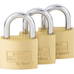 Burg W&#xE4;chter 29941 Padlock Set 3 Pcs Brass Keyed Alike Solid Quality