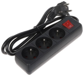 Przedłużacz 3-gniazda PR-1.5M-3G-SW/B 1.3m czarny
