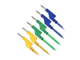 Przewody banan - banan 0,35mm2 1m żółty + zielony + niebieski