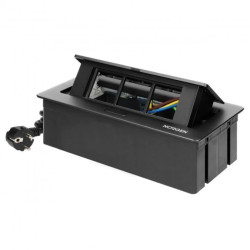 NOEN Kaseta meblowa wpuszczana w blat ze zintegrowaną ramką PCV na gniazda modułowe 3 x 45x45mm lub 6 x 22,5x45mm, ,OR-GM-9010/B