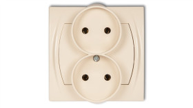 Logo Gniazdo Podwójne 2X(2P) Beżowy 1Lgpr-2