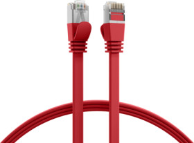 Patch cable with flat cable, RJ45 plug, straight to RJ45 plug, straight, Cat 6A, U/FTP, PVC, 2 m, red, K5545RT.2