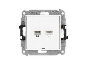 MINI Mechanizm gniazda telefonicznego pojedynczego 1xRJ11 + komputerowego pojedynczego 1xRJ45, kat. 5e, 8-stykowy, beznarzędziow