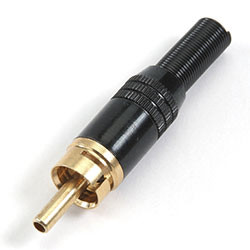 Wtyczka RCA Montaż na kablu Męski Lutowane, styki pozłacane 5A Deltron